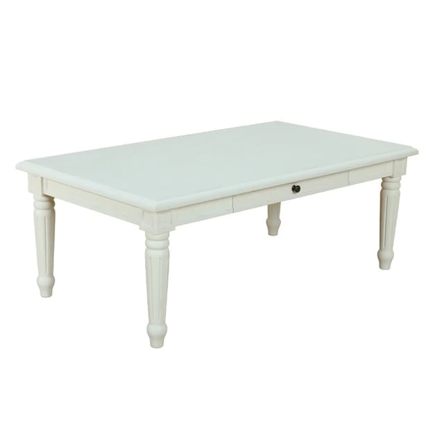 ebuy24 Amaretta Couchtisch Antik Weiß Antik Patiniert mit 2 Schubladen
