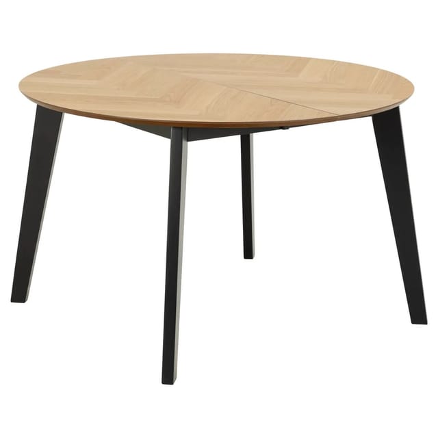 ebuy24 Georgetown Esstisch Ø120/198 cm inkl 2 Zusatzplatten Fischgräte Eiche Dekor