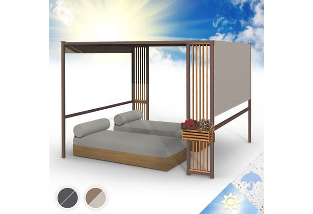 Blumfeldt Valence Gazebo Gartenpavillon 3x3 m UV50+ Wasserabweisend LED-Solar-Beleuchtung Solar-Panel Dunkles Taupe