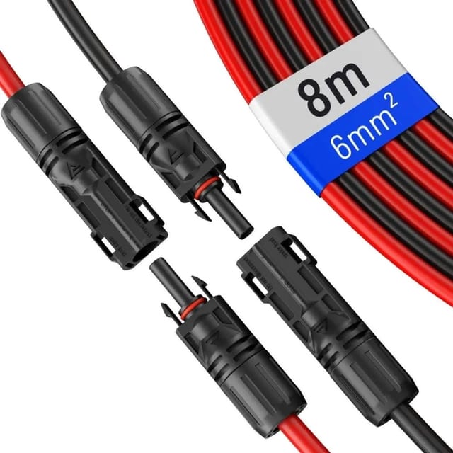 hb-digital 2x 8m Solar Verlängerungskabel 6 mm² mit Stecker Schwarz/Rot