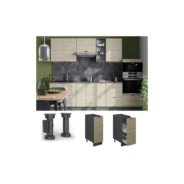Vicco Apothekerschrank Fame-Line Eiche Paneel 30 cm AP Eiche mit Anthrazit Korpus