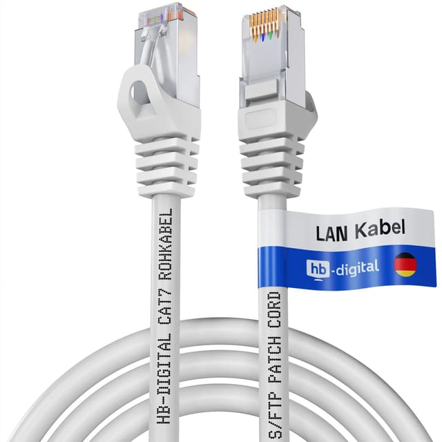 hb-digital 7.5m Patchkabel CAT 7 Rohkabel RJ45 S/FTP PiMF LSZH AWG 26 Halogenfrei Weiß
