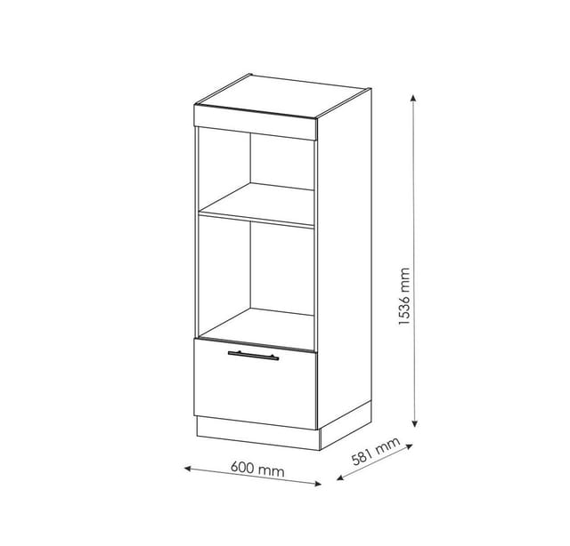 Vicco Mikrowellenschrank Fame-Line Bordeaux Hochglanz/Anthrazit 60 cm Offen