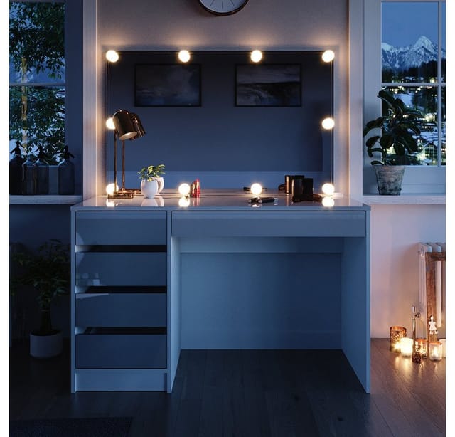 Vicco Schminktisch Sherry Weiß 120 cm mit LED Beleuchtung