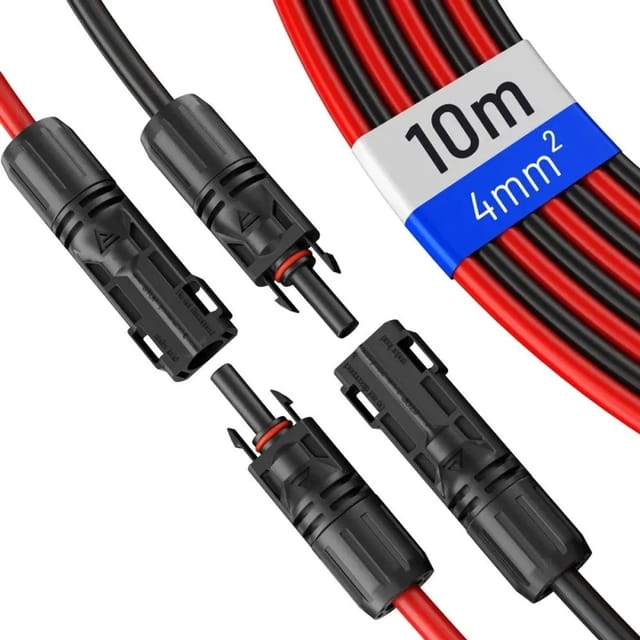 hb-digital 2x 10m Solarkabel 4mm2 mit Solar Stecker Schwarz/Rot
