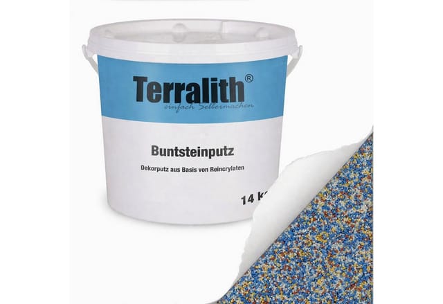 Terralith Buntsteinputz Mosaikputz 2mm 14 kg BSP138 Weiss Gelb Rot Blau