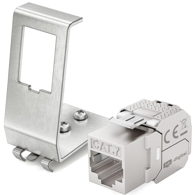 hb-digital Hutschienenadapter 1 Port mit CAT 7 Keystone Modul RJ45