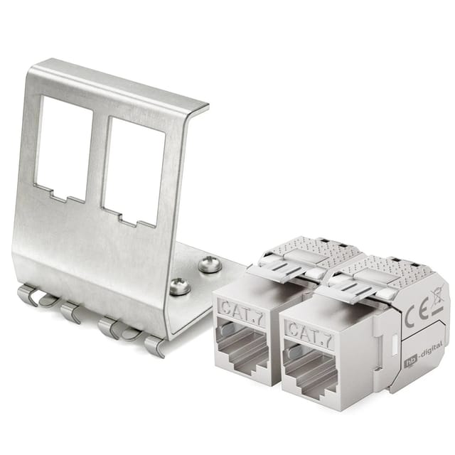 hb-digital Hutschienenadapter 2 Port mit CAT 7 Keystone Modul RJ45