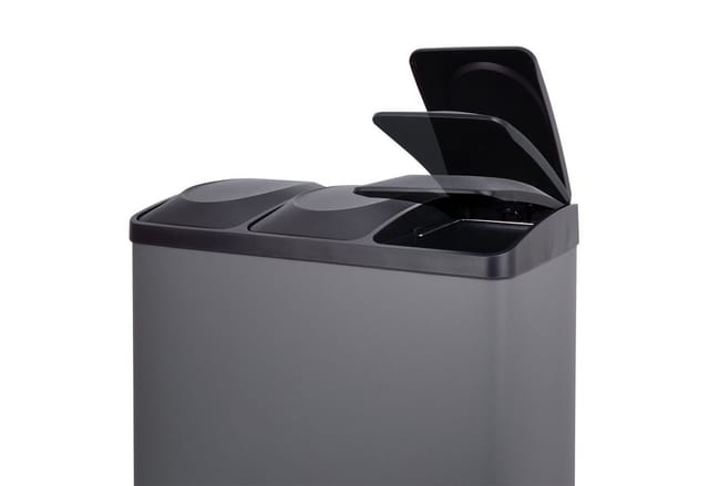 Svita TC3X20 Mülleimer 60L 3x20 Liter Treteimer Mülltrennung Abfalleimer Grau
