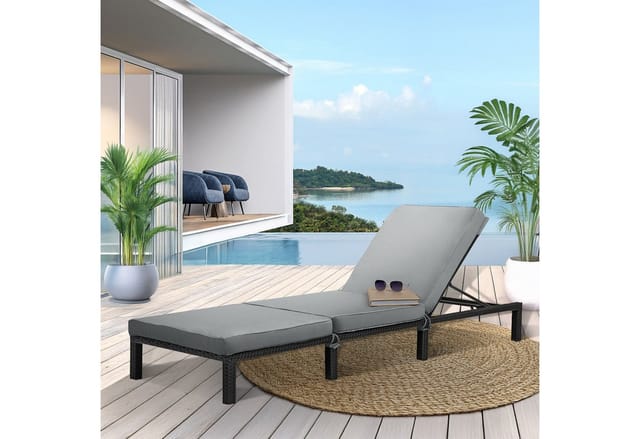 Svita Peach 2er Set Gartenliege mit Polster Klappbar Polyrattan Schwarz