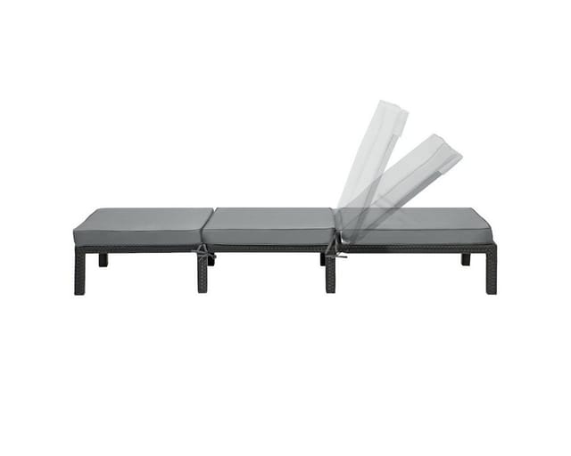 Svita Peach Gartenliege mit Polster Klappbar Polyrattan Schwarz