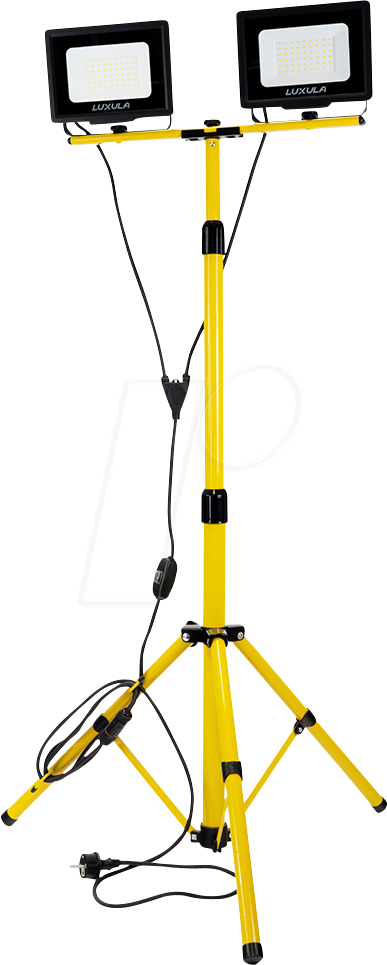 LUXULA LED Baustrahler mit Stativ 2x30W 4000K Neutralweiß 6000Lm IP65 Strahler mit Schutzkontaktstecker