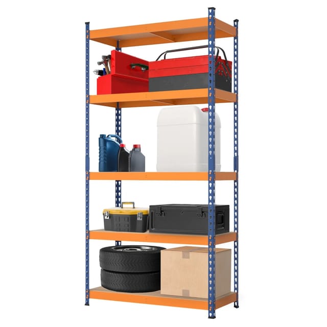 KARAT Schwerlastregal Rhino bis 1050 kg Pulverbeschichtet 180 x 90 x 60 cm Blau-Orange