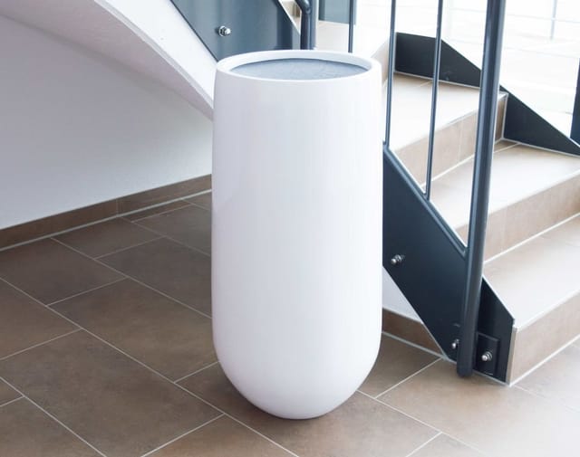 Elegant Einrichten Pflanzkübel Fiberglas Rund-Konisch D25xH55cm Hochglanz-Weiß