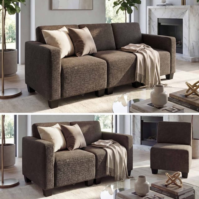MCW Modular 3-Sitzer Sofa Couch Moncalieri Braun
