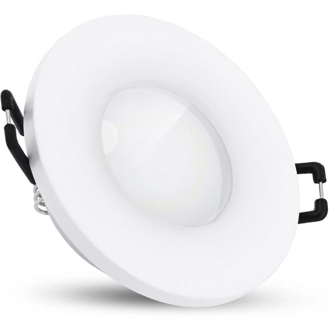 SSC-LUXon BEDA LED Einbaustrahler IP65 Flach Dimmbar Weiß mit 4W Warmweiß Modul für Bad & Außenbereich