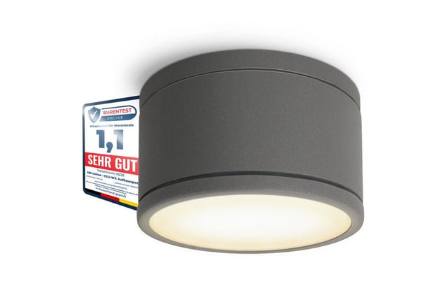 SSC-LUXon Celi-WX LED Feuchtraumstrahler IP44 Anthrazit Rund mit GX53 5W Warmweiß für Bad & Außen