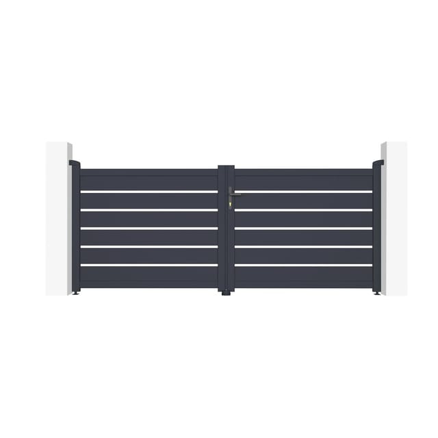 Casanoov Doppelflügeltor Aus Aluminium Vogel 300x120cm Grau