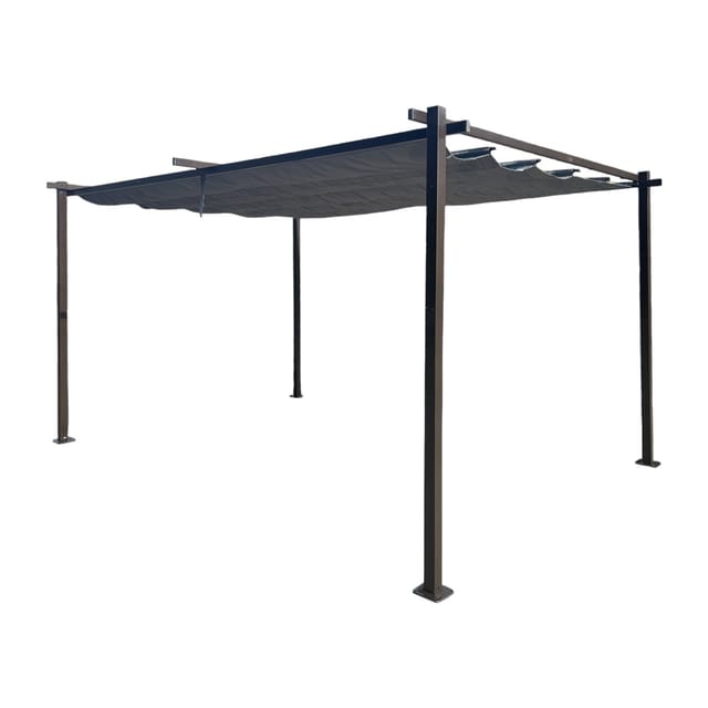 Jet-Line Gartenpavillon Luxor Light aus Alu mit Schiebedach 3 x 4 Meter in Anthrazit