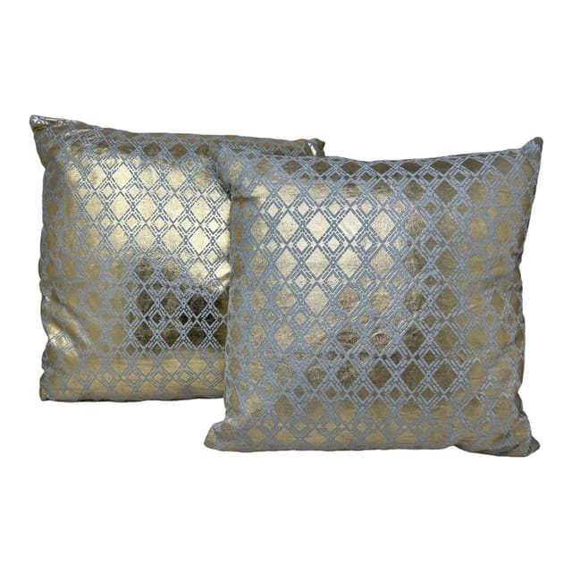 Jet-Line Indoor Dekokissen 2er Set Raute Gold/Grau 40 x 40 cm