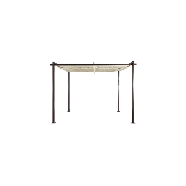 Jet-Line Gartenpavillon Kairo Light aus Alu mit Schiebedach 3 x 3 Meter in Anthrazit/Beige