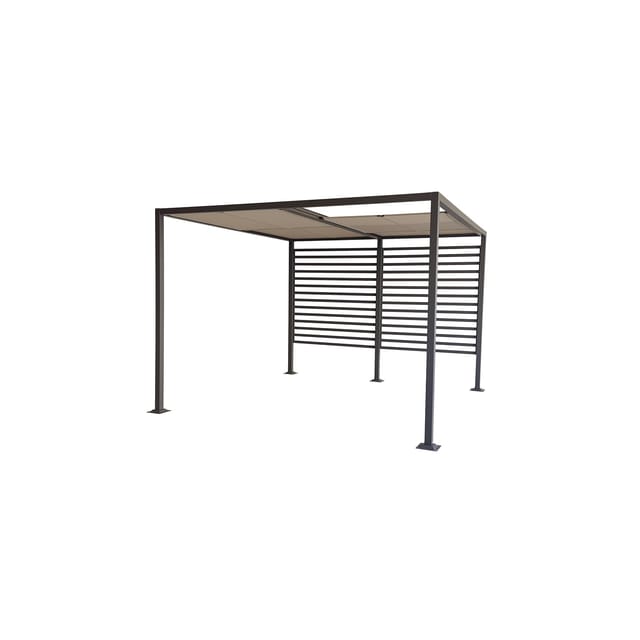 Jet-Line Gartenpavillon Amun aus Alu mit Schiebedach 3 x 4 Meter in Anthrazit/Braun