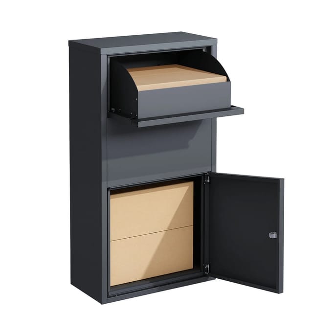 KARAT Paketbox Clement Paketkasten Anthrazit mit Klappsystem und Schloss Wetterfest