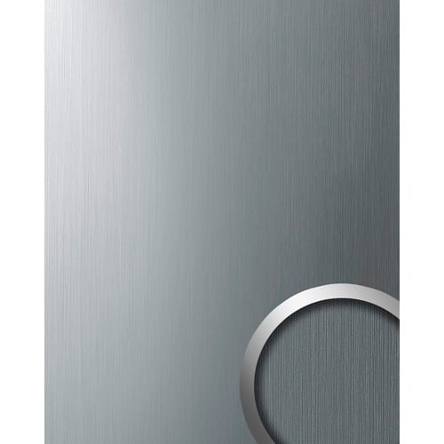 WALLFACE 10298 DECO Wand-Paneel Platte Metall Dekor Silber gebürstet 2600 mm x 1000 mm x 1 mm 2,60 m2 Silber