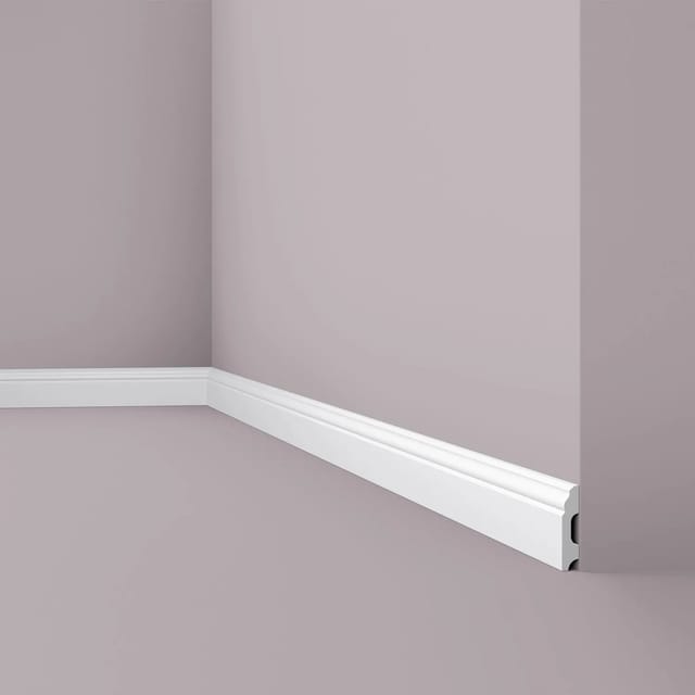 NOEL & MARQUET NMC FB1F WALLSTYL Sockelleiste Zierleiste Stuckleiste 2 m 200 cm x 1,3 cm x 6 cm Weiß