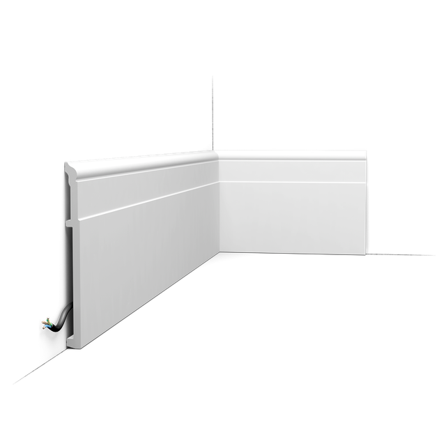 ORAC DECOR SX156 LUXXUS Sockelleiste Profilleiste Kabelschutz Boden-Leiste 2 m 200 cm x 20,2 cm x 1,6 cm Weiß