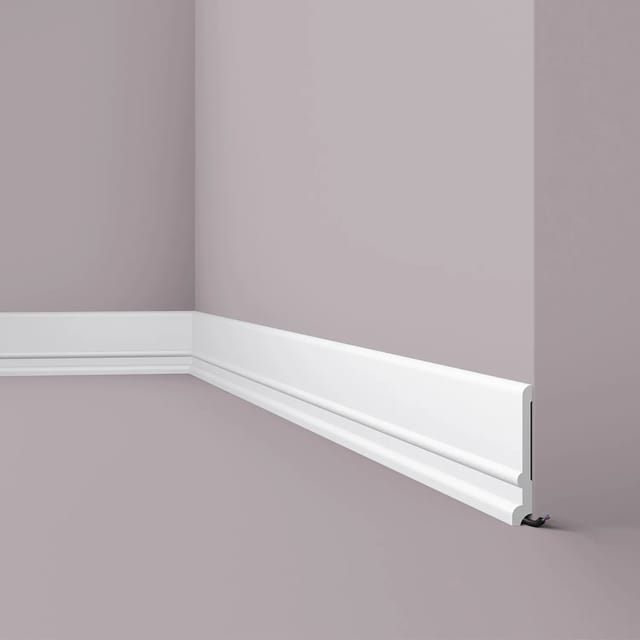 NOEL & MARQUET NMC FD21 WALLSTYL Sockelleiste Zierleiste Eckleiste 2 m 200 cm x 2 cm x 13 cm Weiß