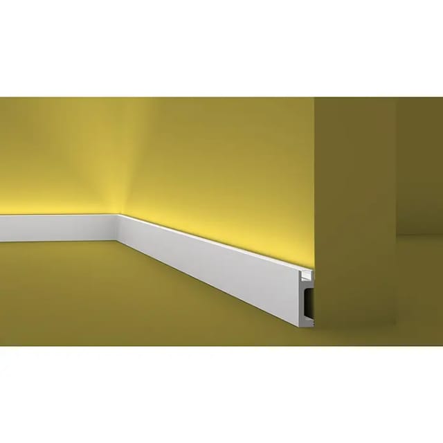 NOEL & MARQUET NMC IL10 WALLSTYL Sockelleiste Zierleiste Stuckleiste für Indirekte Beleuchtung 2 m 200 cm x 2,3 cm x 8 cm Grau