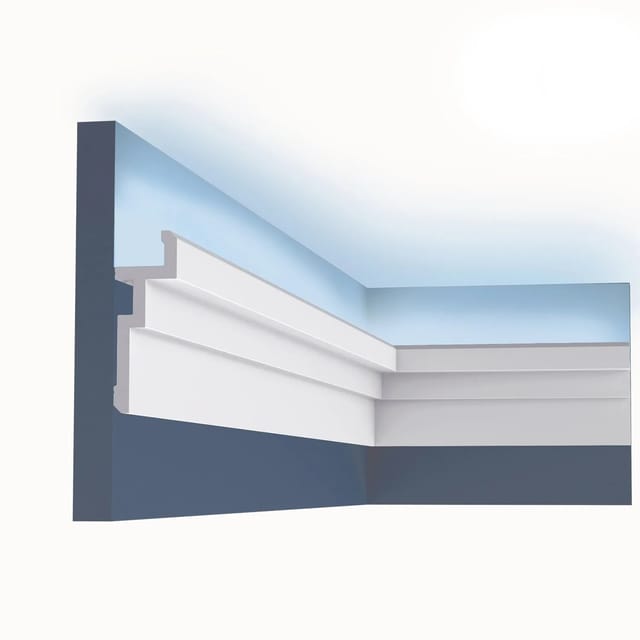 ORAC DECOR CX196 MODERN U-STEPS Eckleiste Zierleiste Indirekte Beleuchtung 2 m 200 cm x 4 cm x 11,3 cm Weiß