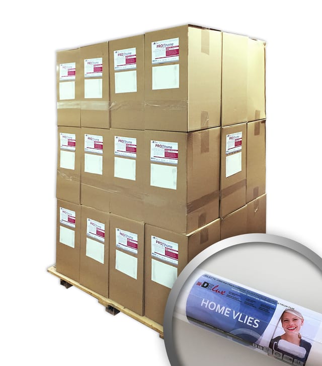 PROFHOME HomeVlies 120 g glatte überstreichbare Vliestapete Malervlies 1 Palette mit 288 Rollen 1535 m2 Weiß