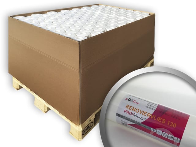 PROFHOME Renoviervlies 130 g Malervlies Anstrichvlies 1800 qm 1 Palette mit 96 Rollen Weiß