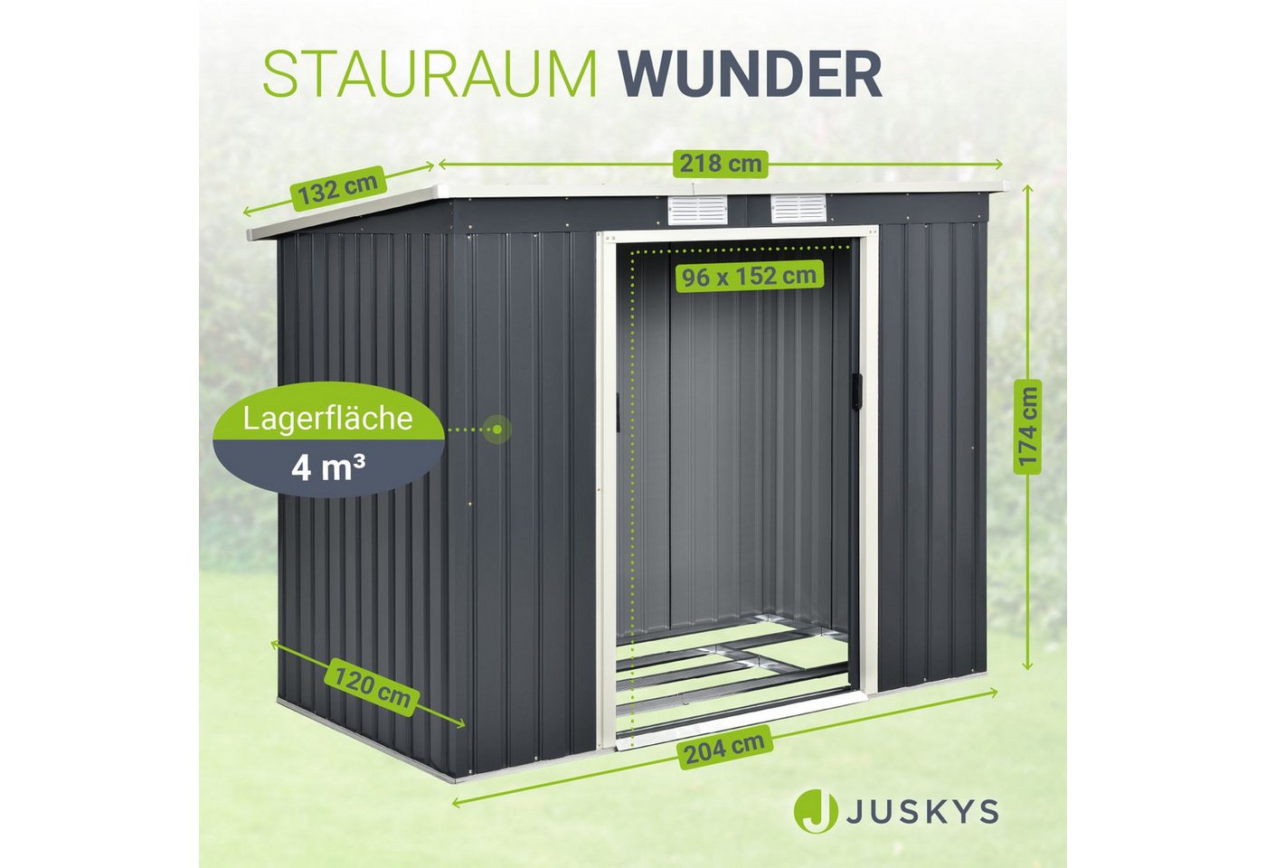 Juskys Metall Geräteschuppen Gerätehaus M mit Pultdach in Anthrazit Bild 2