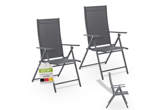 Juskys Gartenstuhl Campingstuhl Calena 2er Set Klappbar Verstellbar Anthrazit