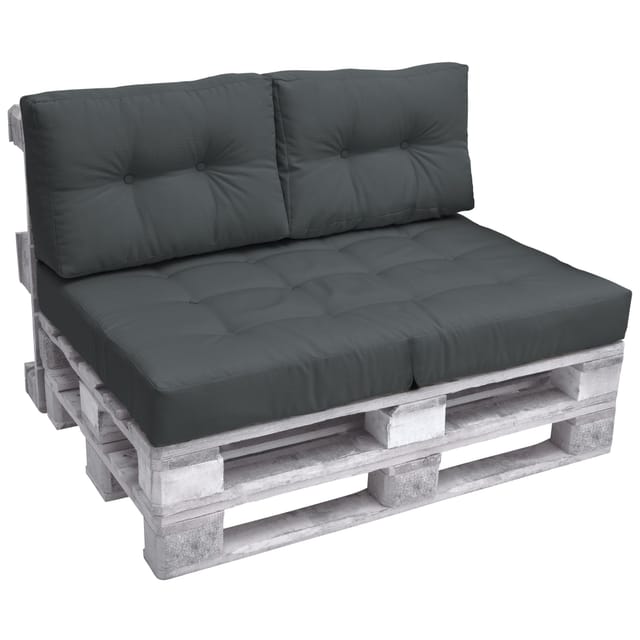 Beautissu ECO Elements Palettenkissen Sitz + Rücken Graphitgrau 2tlg
