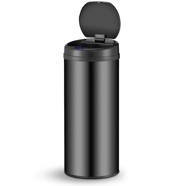 Juskys Mülleimer Rund mit Sensor 50 L Schwarz