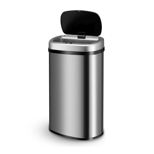 Juskys Mülleimer Viereckig mit Sensor 60 L Silber