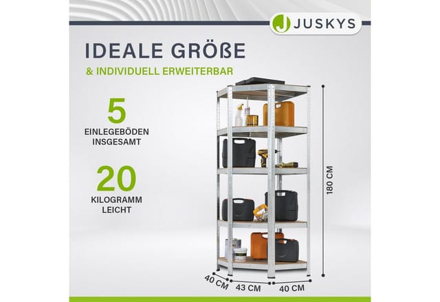 Juskys Eckregal Lagerregal Corner Basic 180 x 70 x 40 bis 70 cm