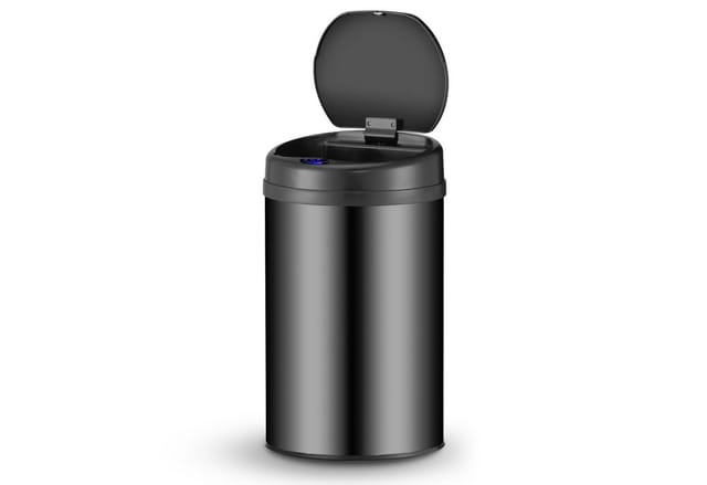 Juskys Mülleimer Rund mit Sensor 30 L Schwarz