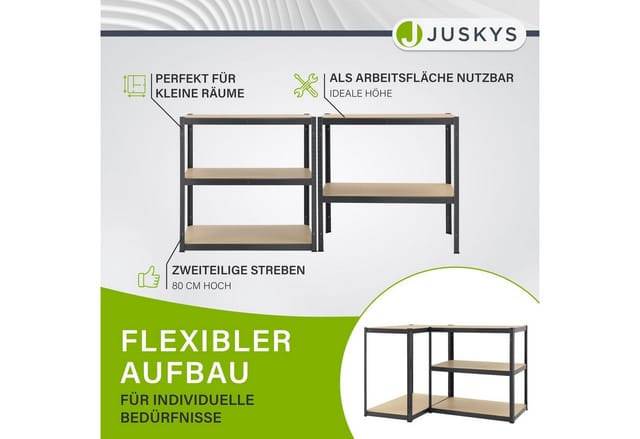 Juskys Lagerregal Basic 200 x 100 x 60 cm Grau