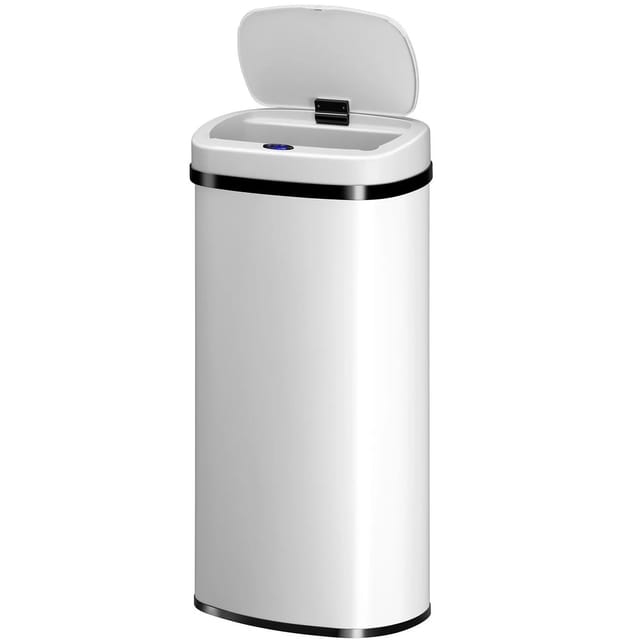 Juskys Mülleimer Viereckig mit Sensor 70 L Weiß