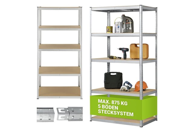 Juskys Lagerregal Basic 200 x 100 x 60 cm Verzinkt