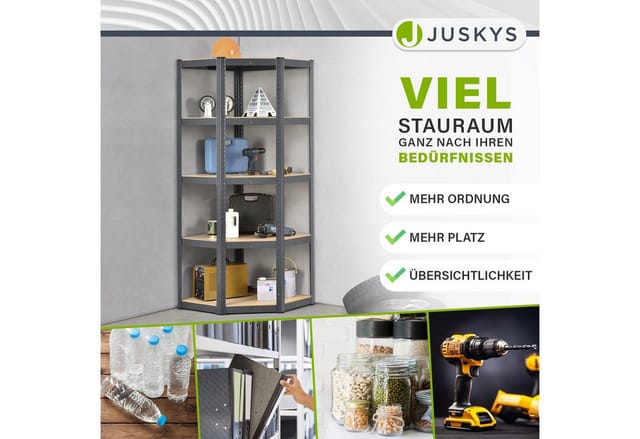 Juskys Eckregal Lagerregal Corner Basic 180 x 70 x 40 cm in Grau