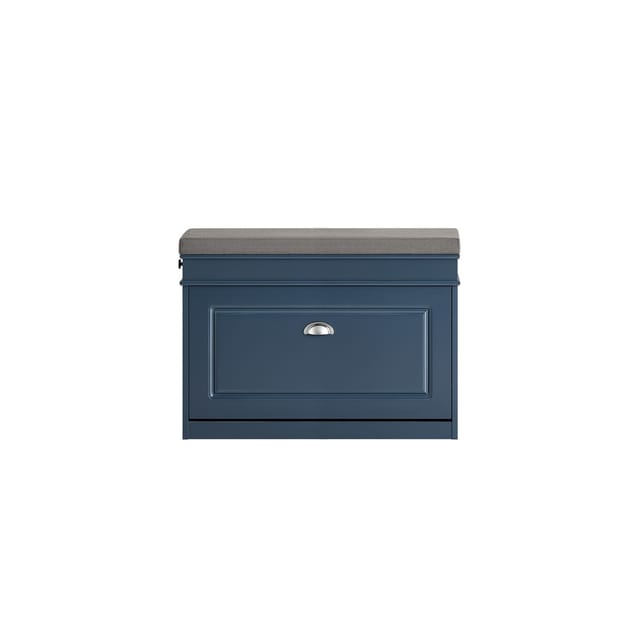 SoBuy Schuhbank Schmal mit Klappe Garderobenbank mit Sitzkissen Blau FSR82-L-B