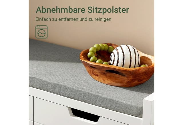 SoBuy Schuhbank mit Sitzfläche Sitzbank aus MDF 91x51x30cm Weiß-Grau FSR63-II-W