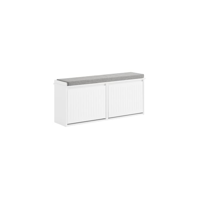 SoBuy Schuhbank Schmal mit 2 Klappen Garderobenbank mit Sitzkissen FSR98-XL-W