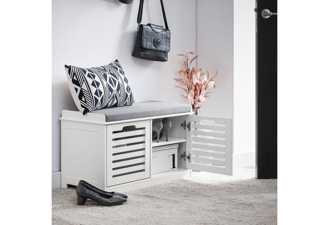 SoBuy Schuhbank mit Sitzfläche Garderobenbank Dielenbank mit Stauraum FSR23-II-W